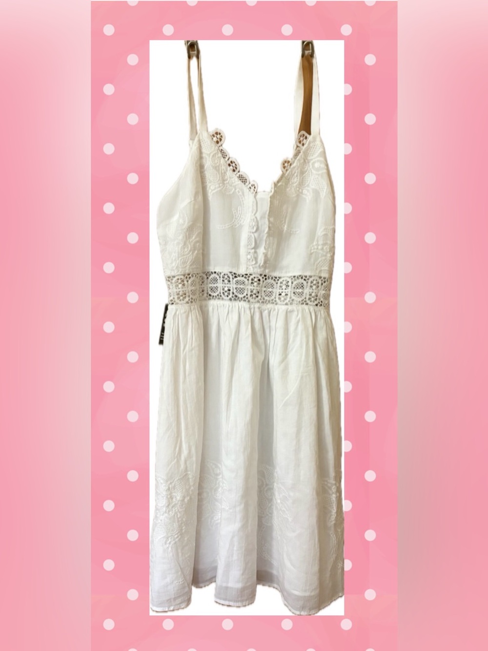 NWT Express White Cotton Lace Sundress | XS | Cottagecore Y2K Boho